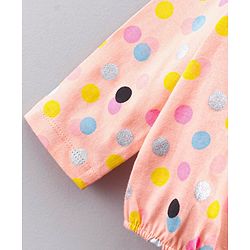 Babyhug Full Sleeves Polka Dot Top & Jeggings - Peach Black