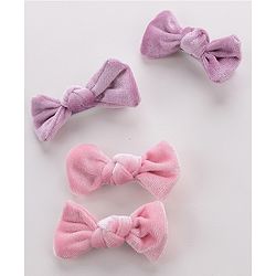 Babyhug Bow & Butterfly Clips Set of 4- Pink & Purple