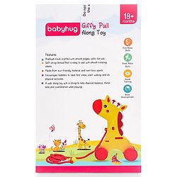 Babyhug Wooden Giraffe Pull Along Toy - Yellow