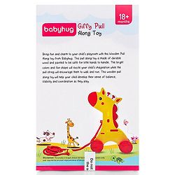 Babyhug Wooden Giraffe Pull Along Toy - Yellow