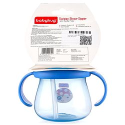 Babyhug Swipey Straw Sipper With Handle Pirate Print Blue - 250 ml