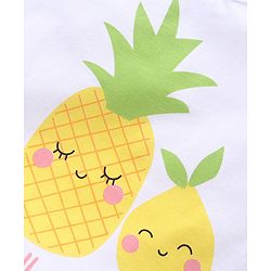 Babyhug Short Sleeves Night Suit Pineapple Print - White Yellow