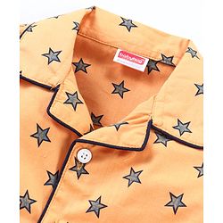 Babyhug Full Sleeves Cotton T-shirt and Pyjama Set Star Print - Mustard