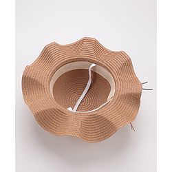 Babyhug Straw Hat With Flower Applique - Brown