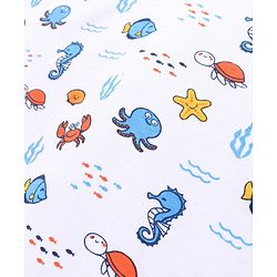 Babyhug Half Sleeves Tees Sea Animals Print Pack of 3 - Orange Sky Blue White