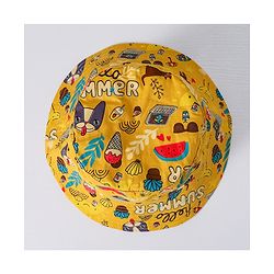 Babyhug Food Printed Bucket Hats - Yellow