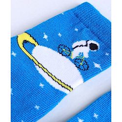 Cute Walk by Babyhug Ankle Length Anti Bacterial Socks Space Design Pack of 3 - Blue White