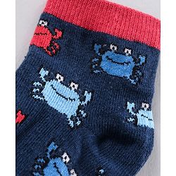 Cutewalk by Babyhug Anti-bacterial Ankle Length Terry Socks Pack of 5 Crab Design - Blue Navy White