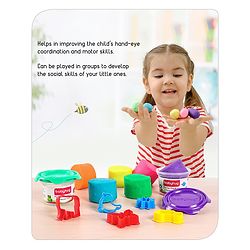 Babyhug My Fun Jumbo Dough Kit Fluorescent Colors with 12 Tools Pack of 6 - 720 g