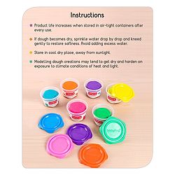 Babyhug My Fun Jumbo Dough Kit Fluorescent Colors with 12 Tools Pack of 6 - 720 g