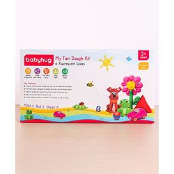 Babyhug My Fun Jumbo Dough Kit Fluorescent Colors with 12 Tools Pack of 6 - 720 g