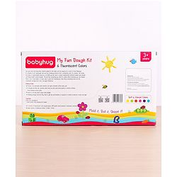 Babyhug My Fun Jumbo Dough Kit Fluorescent Colors with 12 Tools Pack of 6 - 720 g