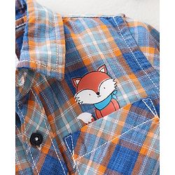 Babyhug Doctor Sleeves Checks Shirt- Navy Blue Orange