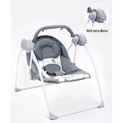 Babyhug Galaxy Electric Swing with Extra Free Motor & Remote - Grey (Without Hanging Toys)