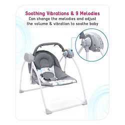 Babyhug Galaxy Electric Swing with Extra Free Motor & Remote - Grey (Without Hanging Toys)