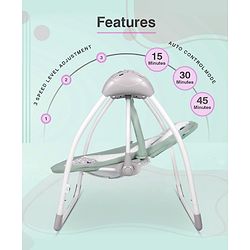 Babyhug Galaxy Electric Swing with Extra Free Motor & Remote - Grey (Without Hanging Toys)