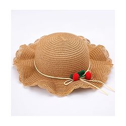 Babyhug Straw Hat With Bow & Purse - Brown