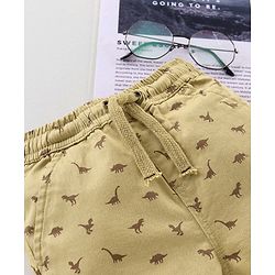 Babyhug Cotton Lycra Full Length Dino Printed Jogger Pant - Light Beige