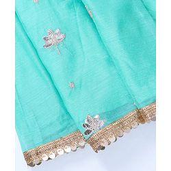 Babyhug Half Sleeves Sequined Choli & Flared Lehenga with Dupatta - Orange Aqua