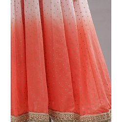 Babyhug Singlet Sleeves Embellished Choli and Flared Shaded Lehenga with Bordered Dupatta - White Orange