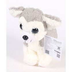 Babyhug Glittery Eyes Husky Dog Plush Toy | Soft, Cuddly Stuffed Animal For Kids | Perfect Birthday & Special Occasion Gift | Ideal Comfort Companion & Nursery Décor | White & Grey | BIS Certified