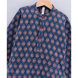 Babyhug Cotton Full Sleeves Kurta & Dhoti Set Geometric Print - Blue Off White