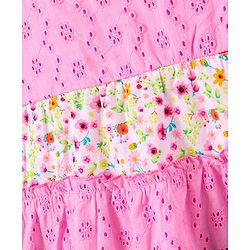 Babyhug Sleeveless Frock Schiffli Design - Pink