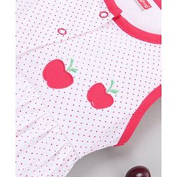 Babyhug 100% Cotton Sleeveless Frock With Bloomer Apple Patch - White Pink