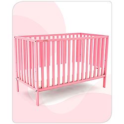 Babyhug Visby Wooden Cot with 3 Level Height Adjustment & Plug and Play Assembly - Pink