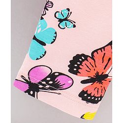 Babyhug Full Length Leggings Butterfly Print - Pink