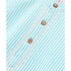 Babyhug Full Sleeves Striped Cotton Kurta & Pyjama Set - Light Blue