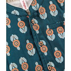 Babyhug Full Sleeves Cotton Checks Kurta and Dhoti Set with Printed Jacket - Beige