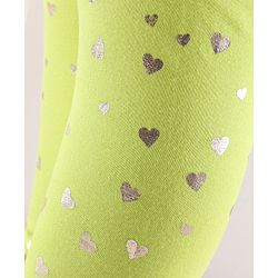 Babyhug Full Length Cotton Leggings Heart Print - Green
