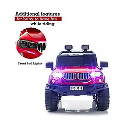 Babyhug Battery Operated Ride on Jeep With Light & Music - Red| Magic Swing Mode| Forward & Backward Operation| Openable Doors| Realistic Design| Wide Comfortable Seat| Rechargeable Battery| MP3 Player & Aux Facility