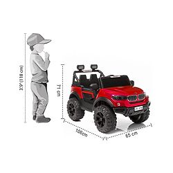 Babyhug Battery Operated Ride on Jeep With Light & Music - Red| Magic Swing Mode| Forward & Backward Operation| Openable Doors| Realistic Design| Wide Comfortable Seat| Rechargeable Battery| MP3 Player & Aux Facility