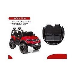 Babyhug Battery Operated Ride on Jeep With Light & Music - Red| Magic Swing Mode| Forward & Backward Operation| Openable Doors| Realistic Design| Wide Comfortable Seat| Rechargeable Battery| MP3 Player & Aux Facility
