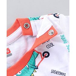 Babyhug Half Sleeves Striped T-Shirts Dino Print Pack of 3 - White Red Multicolor