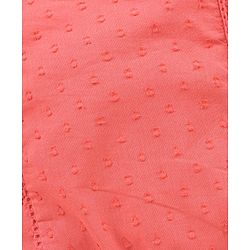 Babyhug Sleeveless Swiss Dot Solid Top With Smocking & Frill Detailing - Red
