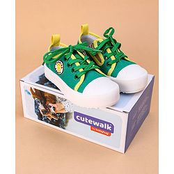 Cute Walk by Babyhug Lace Up Casual Shoes Smiley Applique - Green