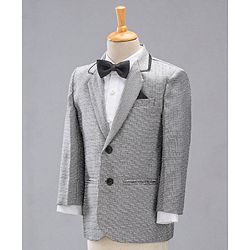 Babyhug Full Sleeves Party Suit With Bow - Grey