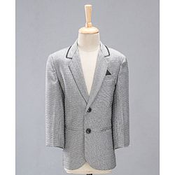 Babyhug Full Sleeves Party Suit With Bow - Grey