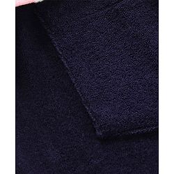 Babyhug Three Fourth Sleeve Bathrobe With Hood And Embroidery - Blue