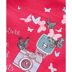Babyhug Sleeveless Top with Graphics & Bow Detailing - Fuchsia Pink