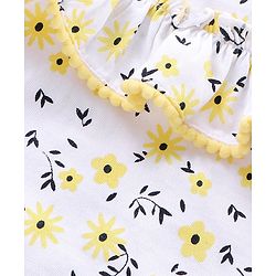Babyhug Sleeveless Top with Lace Detailing Floral Print - White