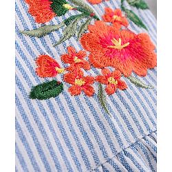 Babyhug 100% Cotton Half Sleeves Frock Floral Embroidery - Blue