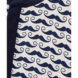 Babyhug Full Sleeves Kurta & Pyjama Moustache Print - White Navy Blue