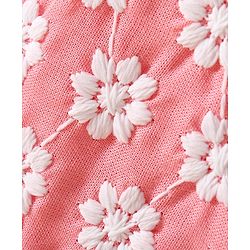 Babyhug Sleeveless Kurti & Palazzo With Dupatta Floral Embroidery - Light Peach White