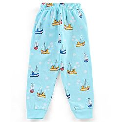 Babyhug Half Sleeves T-Shirt & Pyjama Set Yacht Print - Blue