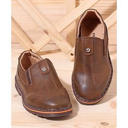 Cute Walk by Babyhug Slip On Formal Shoes Stitched Design - Brown