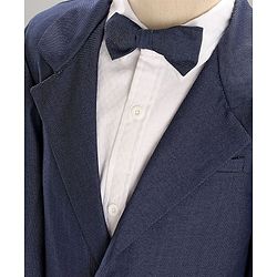 Babyhug Full Sleeves Party Suit With Bow - Blue